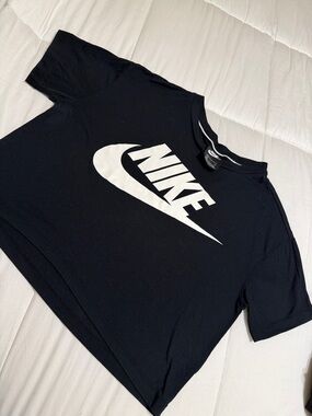 Nike Black crop top tee  with White Swoosh Logo